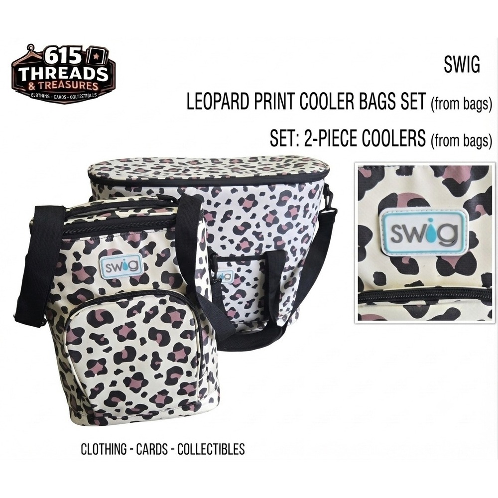 Swig Life Leopard Print Cooler Bags Set 2 Piece Insulated Tote and Bottle Bag
